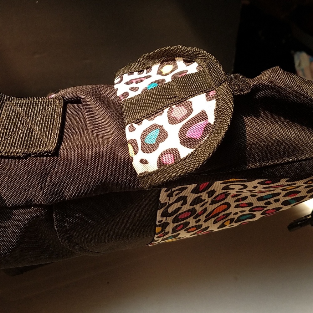 Multi Colored Leopard Print Large Book Bag Pockets - image 5